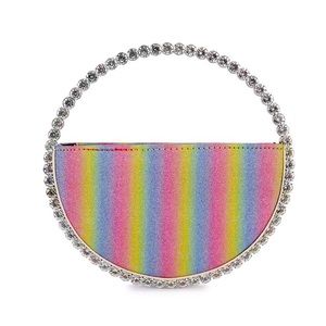 Rainbow Rhinestone Circular Clutch